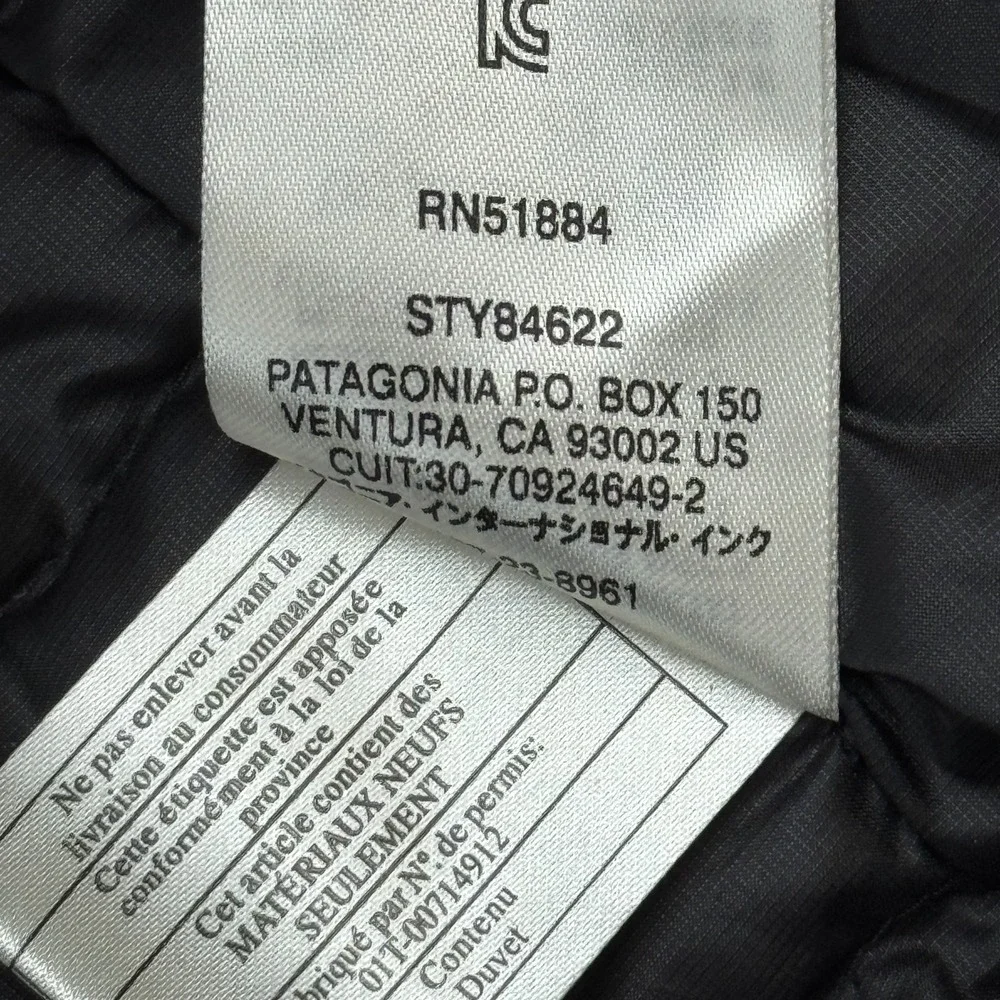 Patagonia Down Sweater Vest Men Small Black Puffer Insulated Full Zip Coat 84622